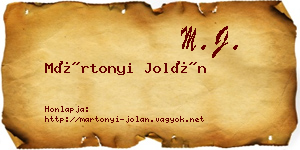 Mártonyi Jolán névjegykártya